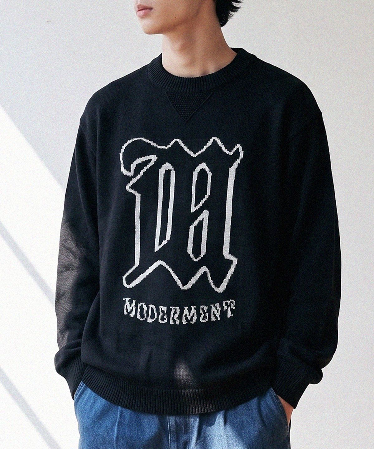 모더먼트(MODERMENT) 워셔블 오르딕 오버 니트 [블랙]