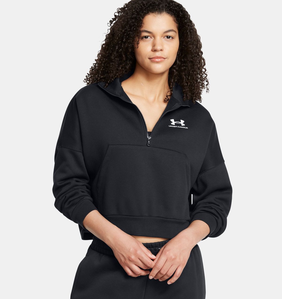언더아머(UNDERARMOUR) 여성 UA 아이콘 플리스 오버사이즈1/2 집1386460-001