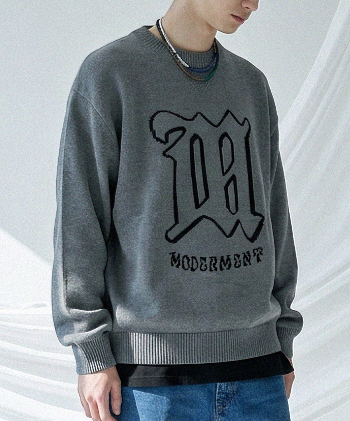 모더먼트(MODERMENT) 워셔블 오르딕 오버 니트 [차콜]