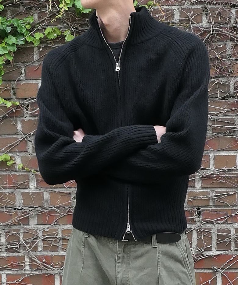 ETERNAL CROP FULL ZIP-UP KNIT [BLACK]
