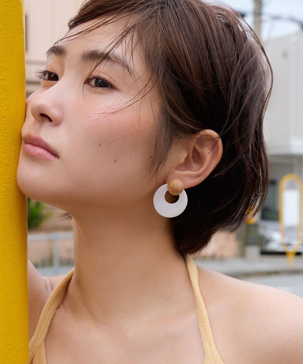 지지(GEEGEE) wood shell earring