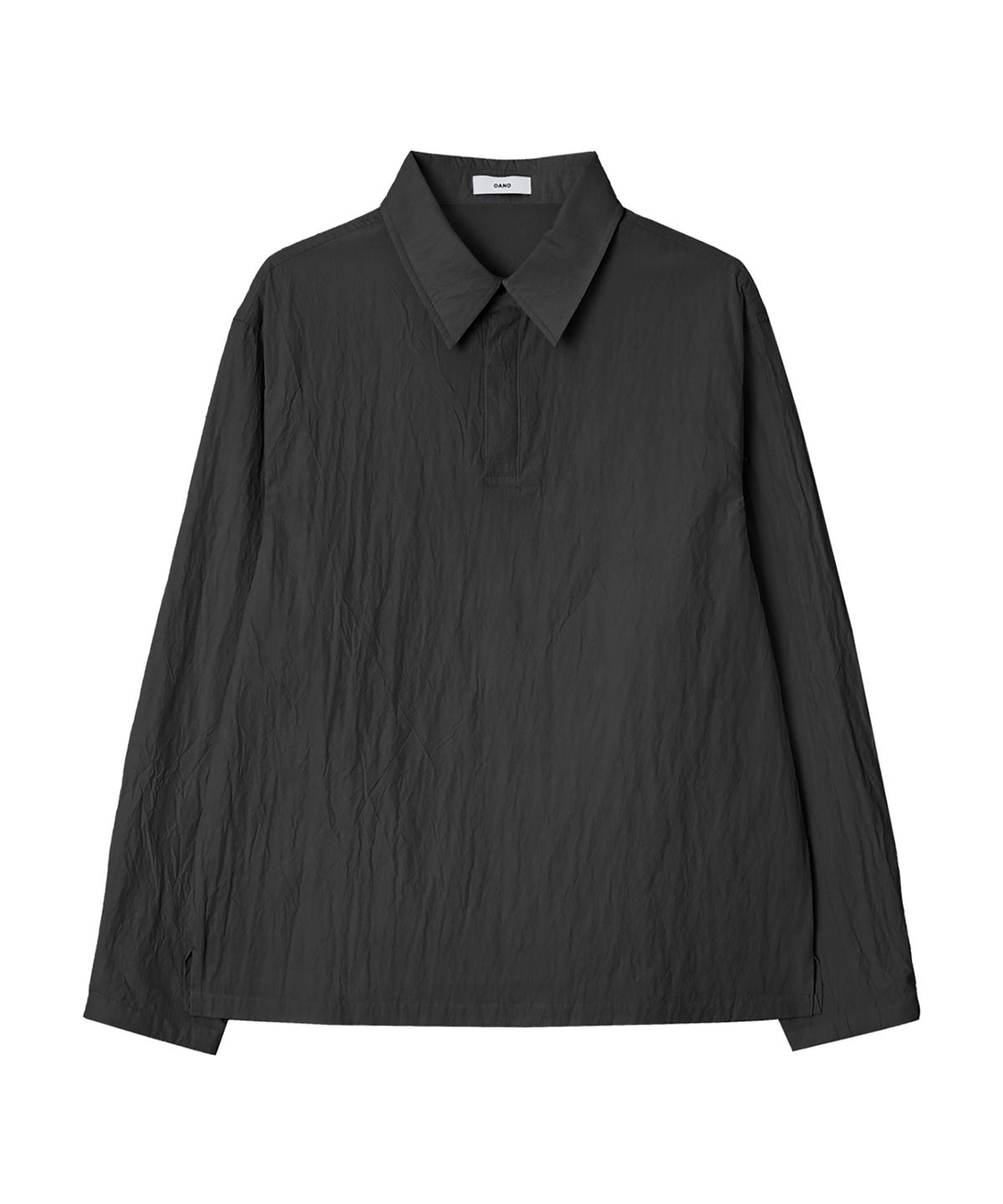 오아노(OANO) CREASE POPOVER SHIRT / BLACK