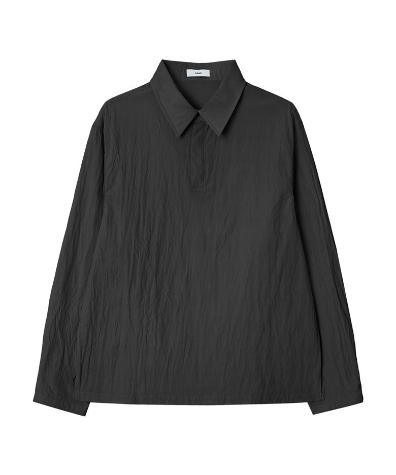 CREASE POPOVER SHIRT / BLACK