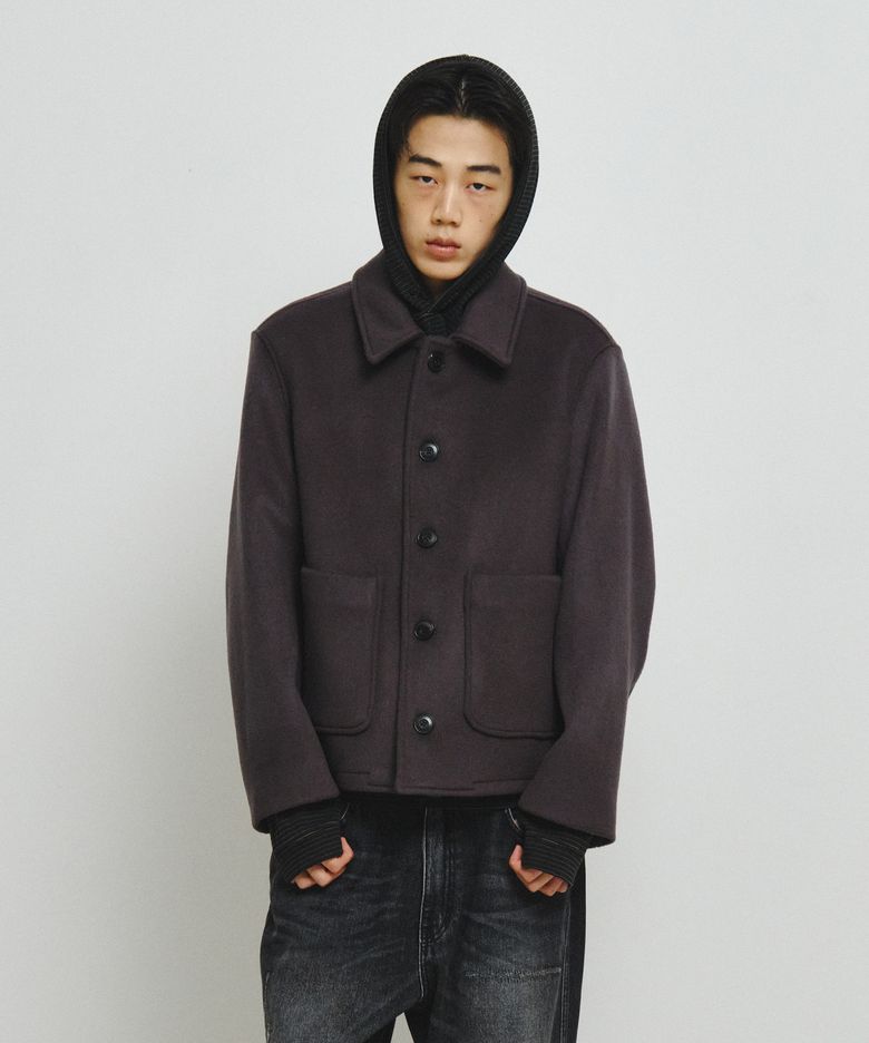 Fine Wool Short Coat (Purple Gray)