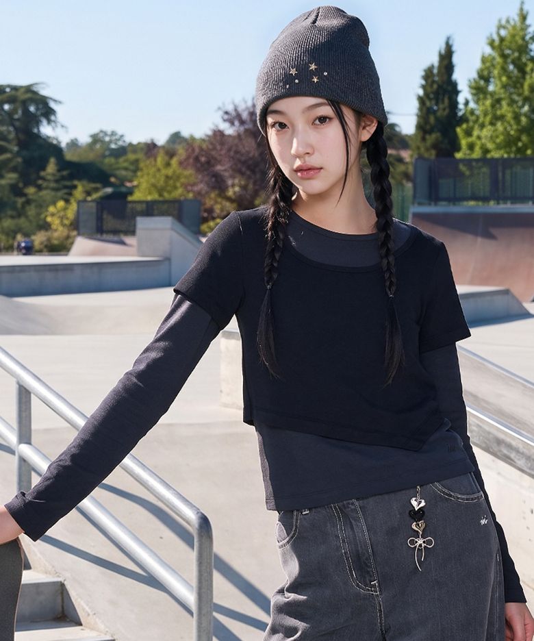 KM65384 주니어 반팔 레이어드 슬림핏 티셔츠