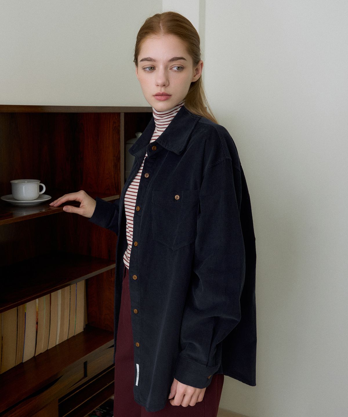 헤인트(HAINT) ROVIN VINTAGE CORDUROY OVERSIZED SHIRT 3COL_NAVY