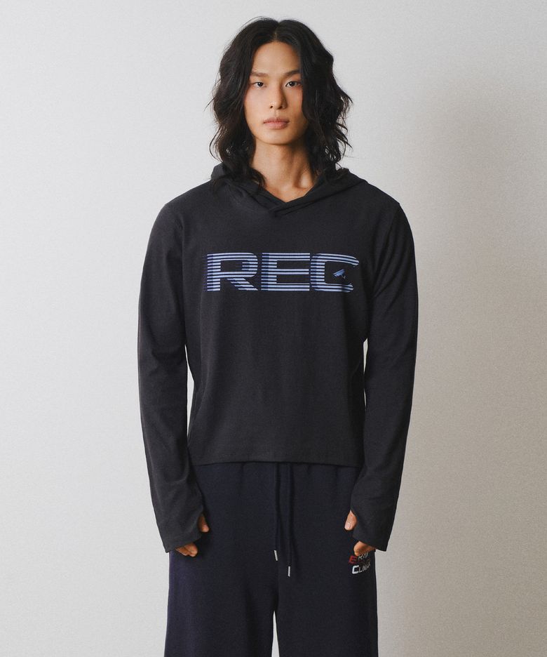 REC GRAPHIC RIB HOODIE [CHARCOAL]