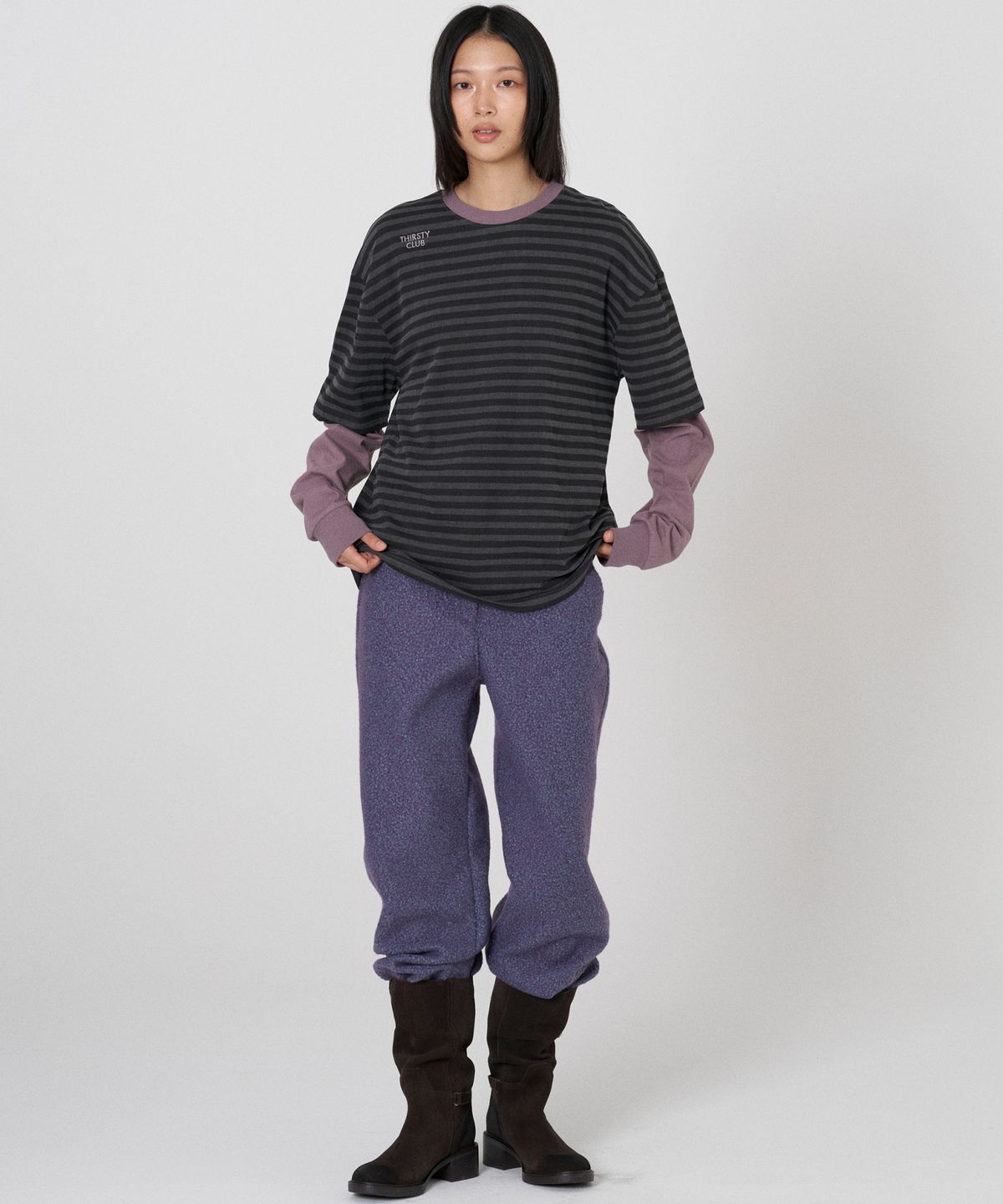 떨스티클럽(THIRSTYCLUB) Fluffy boucle slacks- Purple
