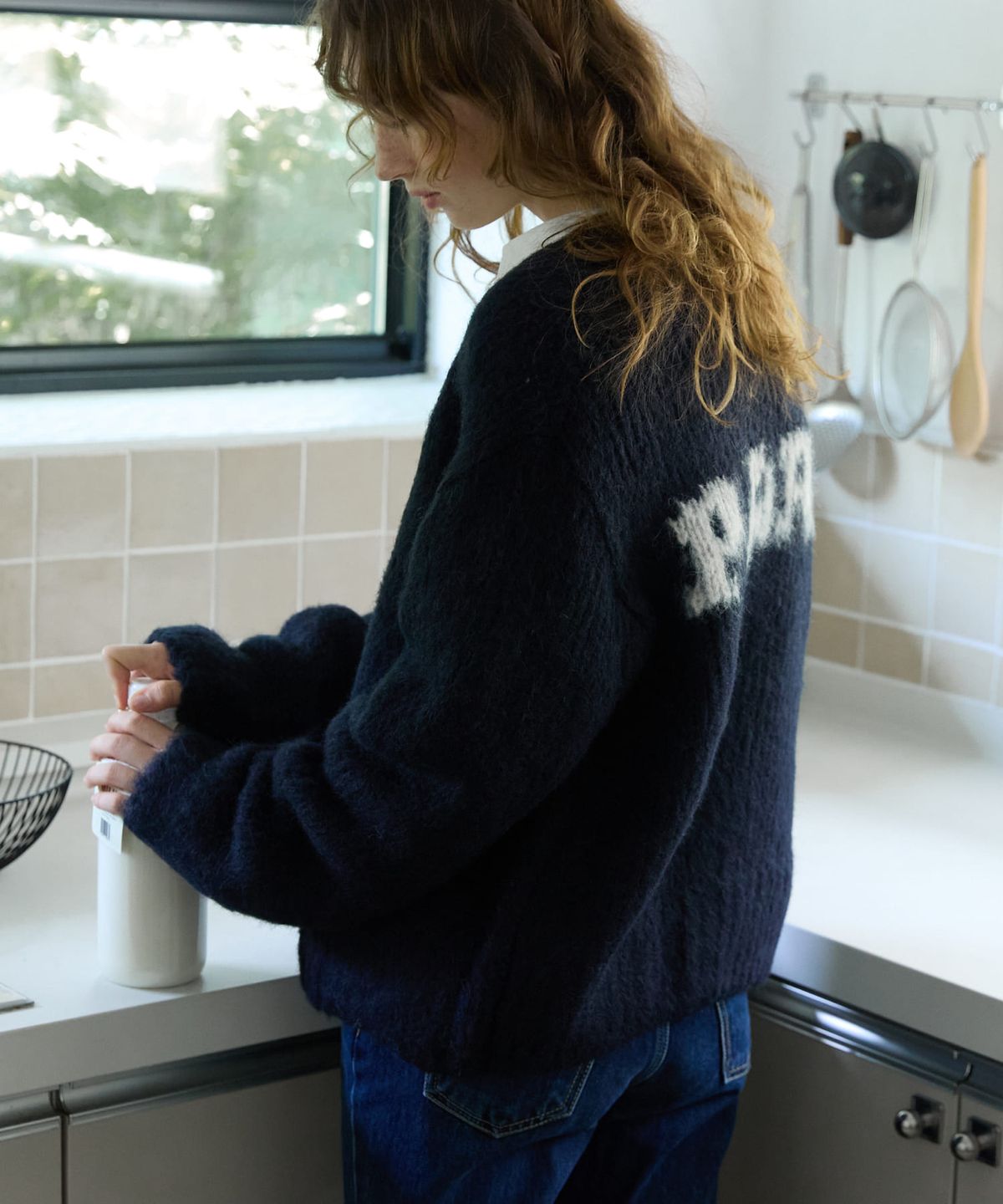 오픈도어스튜디오(OPENDOORSTUDIO) Paris Lettering Knit Navy