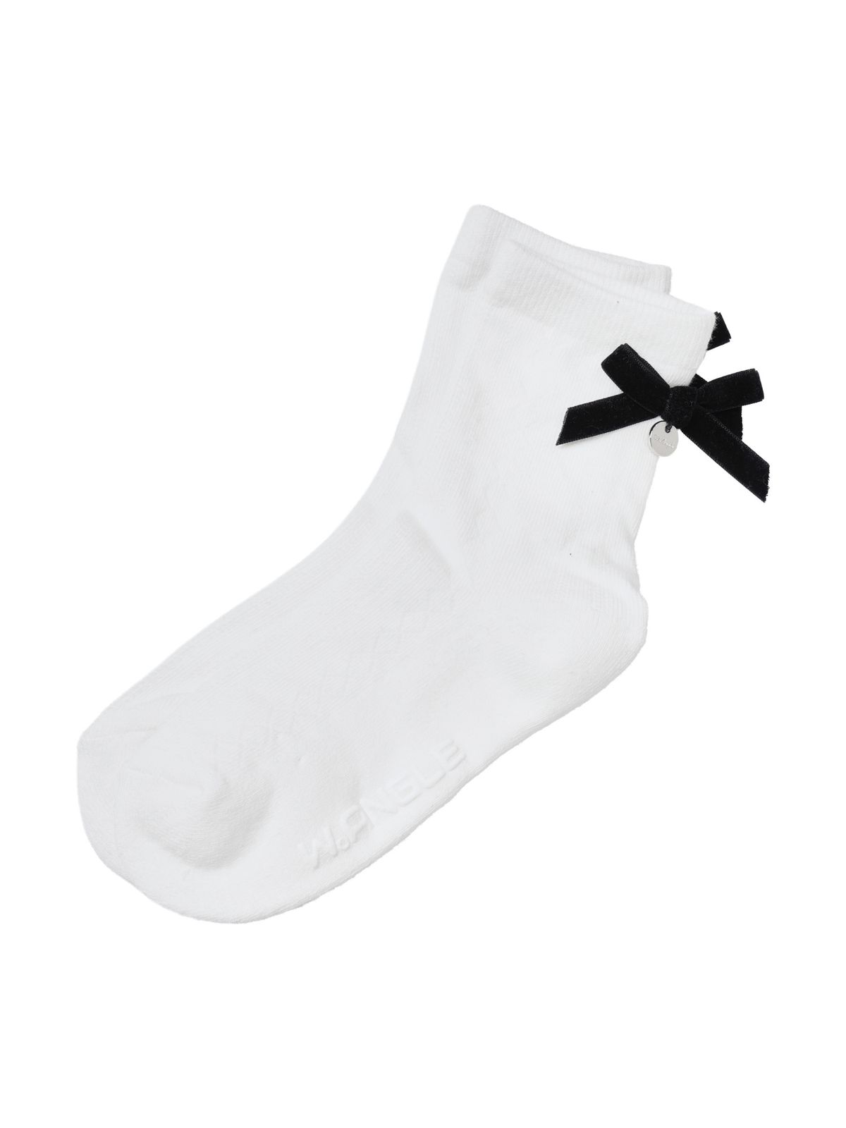와이드앵글(WIDEANGLE) TO 아가일 조직 리본 미들 파일 양말_Off White_WWU26S01W3