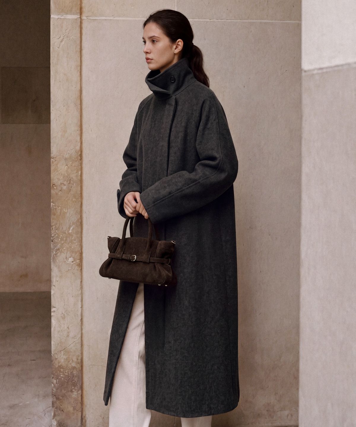 폴뉴아(FOLNUA) BALMACAAN OVER FIT HANDMADE COAT (CHARCOAL)