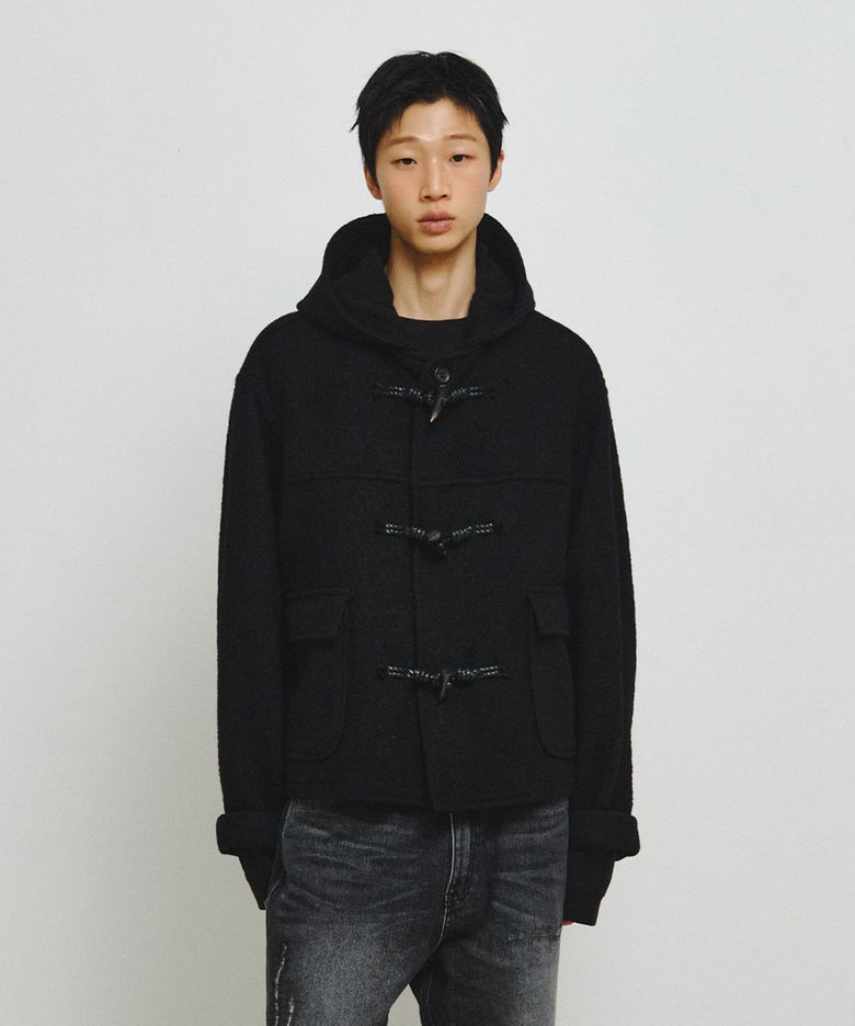 Morrow Hooded Duffle Short Coat (Black)