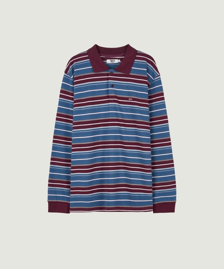 26FW CARELL STRIPE LS PIQUE SHIRT (WINE)