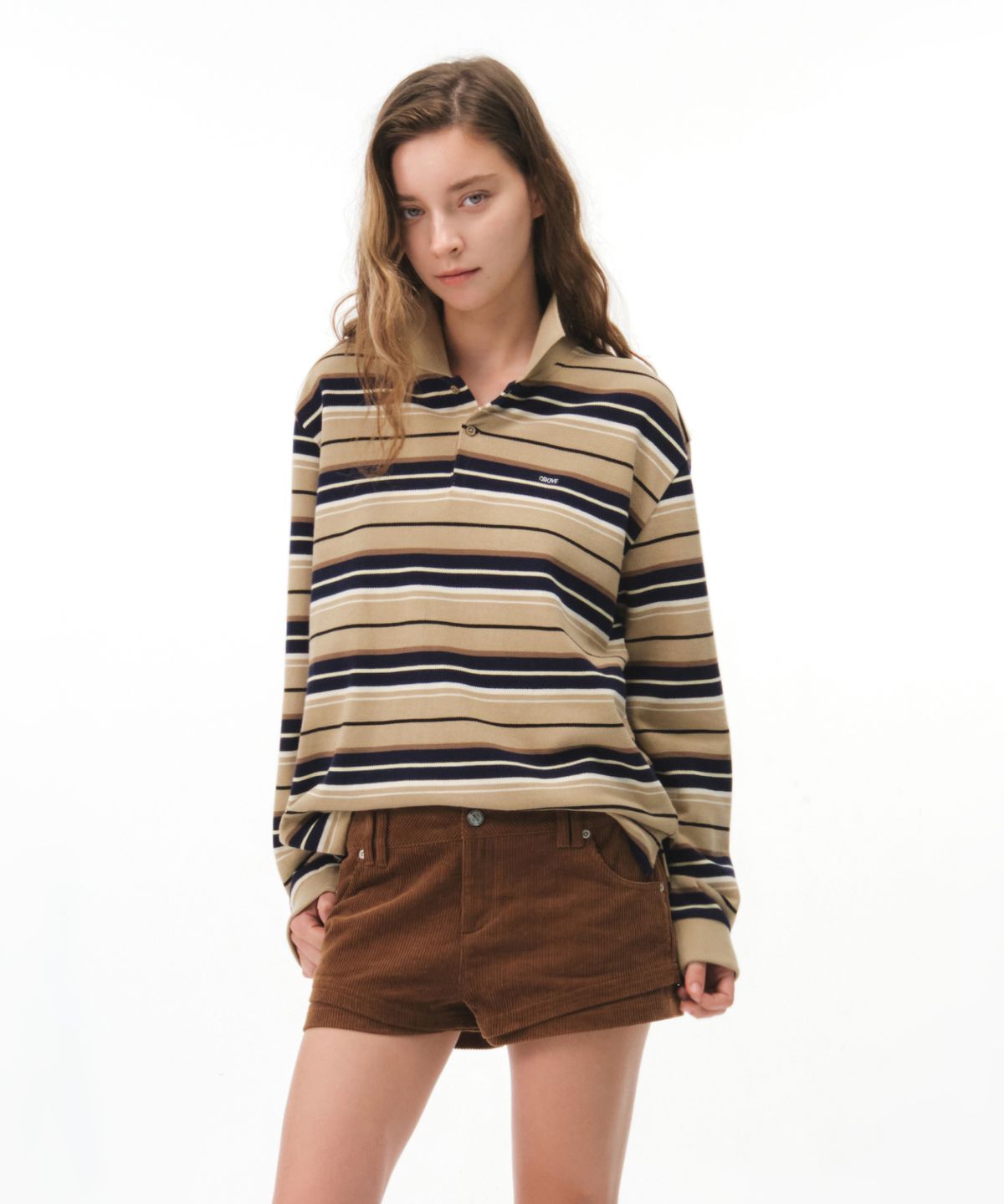 그로브(GROVE) 26FW CARELL STRIPE LS PIQUE SHIRT (BEIGE)