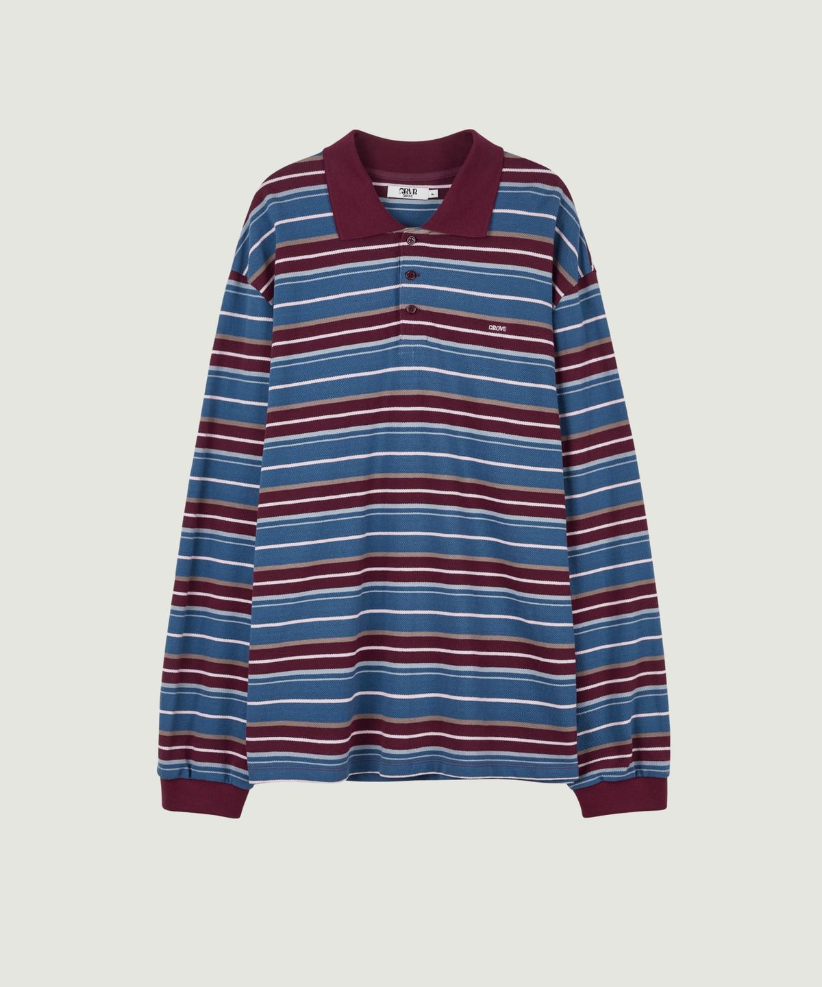 그로브(GROVE) 26FW CARELL OVER-FIT STRIPE LS PIQUE SHIRT (WINE)