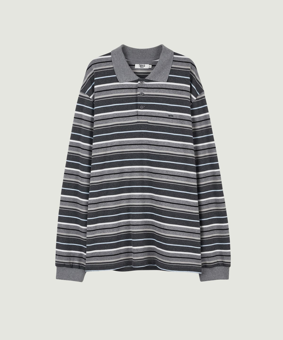 그로브(GROVE) 26FW CARELL OVER-FIT STRIPE LS PIQUE SHIRT (MELANGE GRAY)
