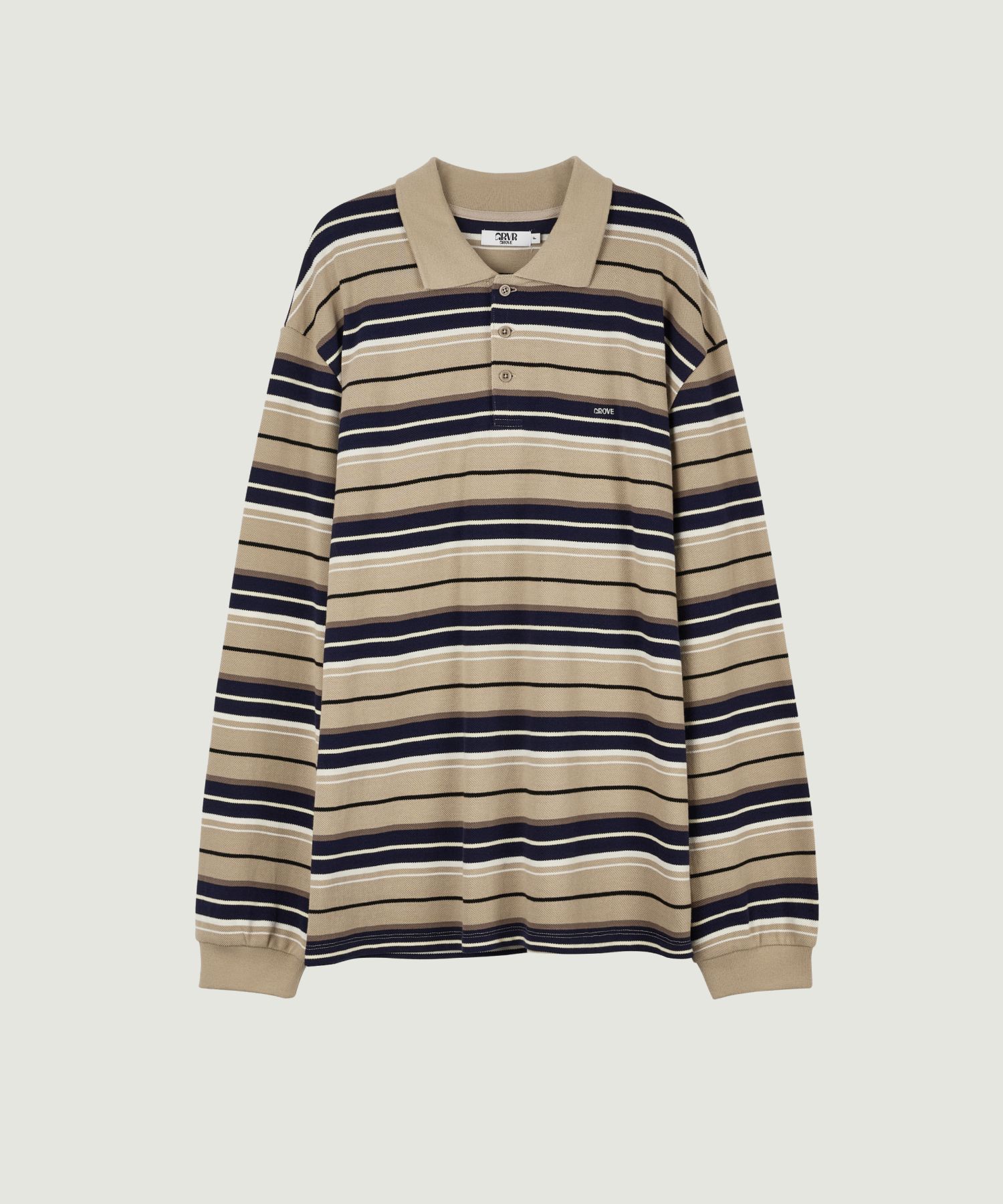 그로브(GROVE) 26FW CARELL OVER-FIT STRIPE LS PIQUE SHIRT (BEIGE