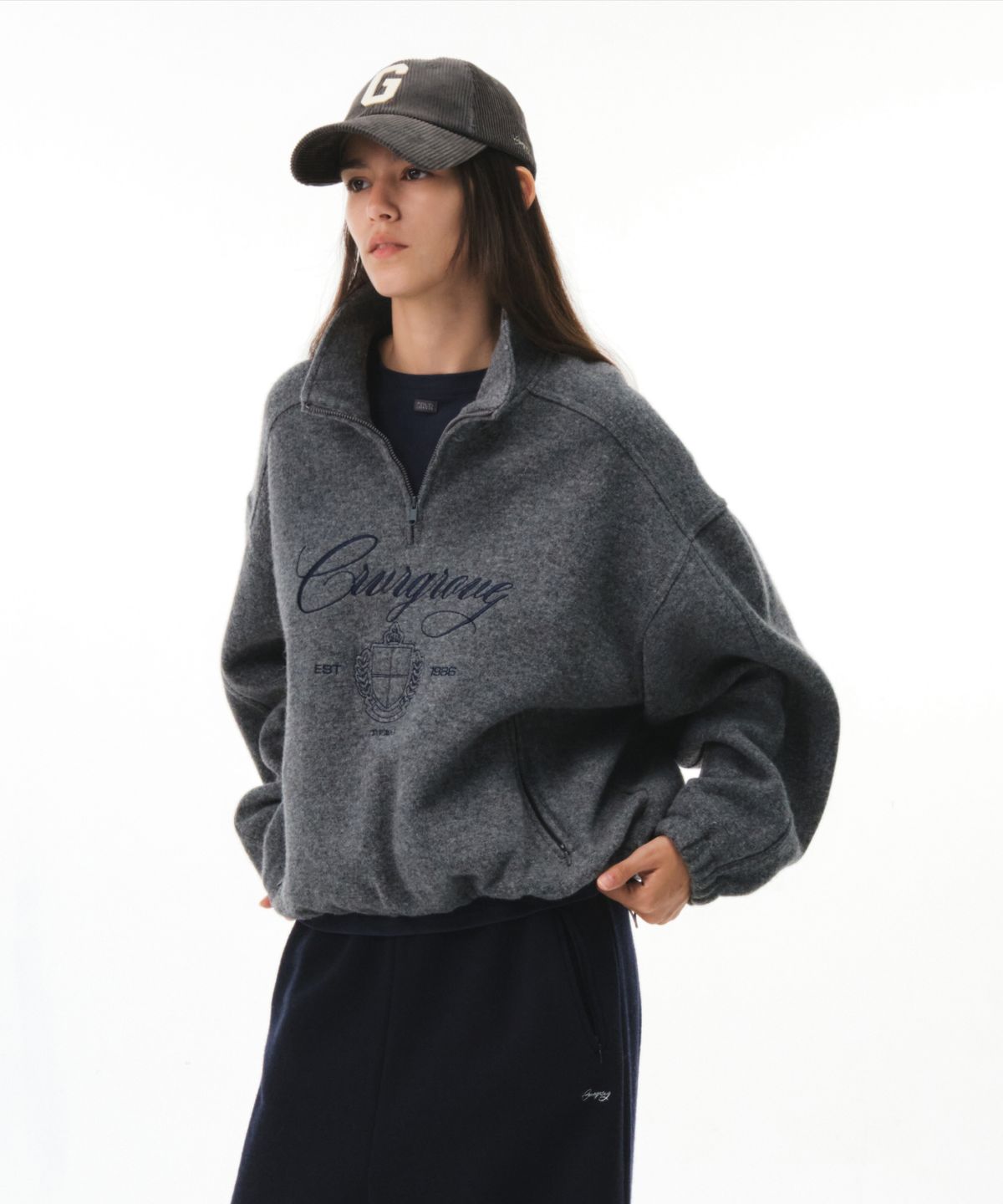 그로브(GROVE) PARKER HALF ZIP-UP (CHARCOAL)