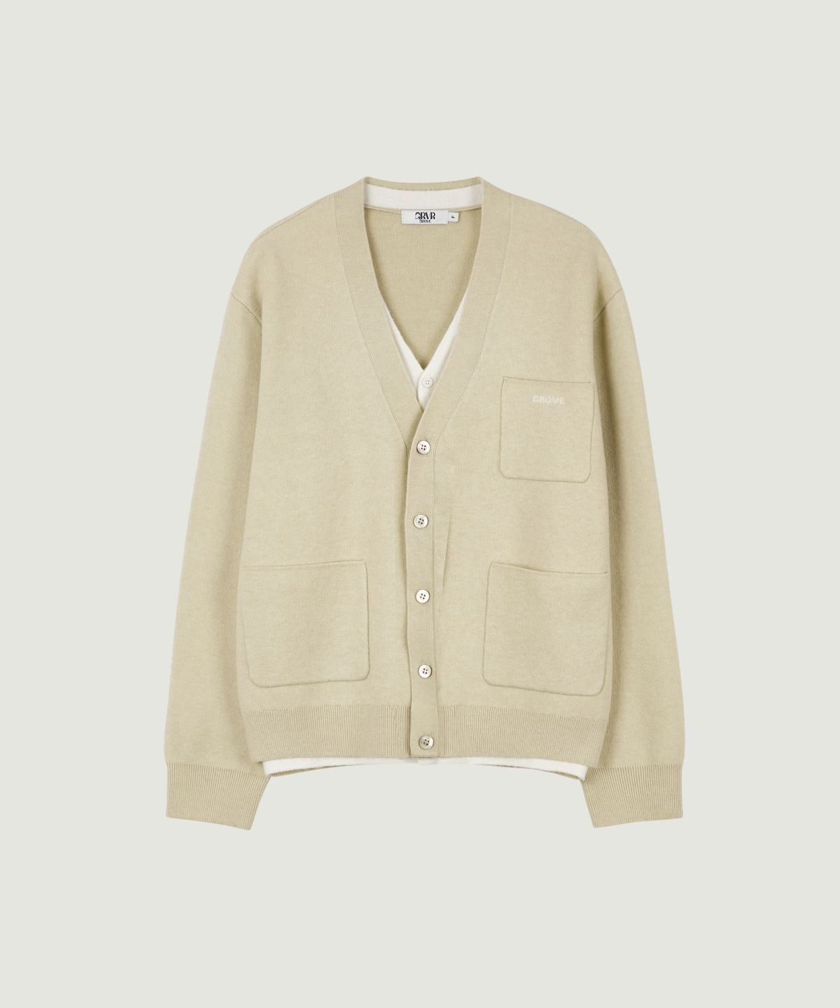 그로브(GROVE) 26FW ELI V-NECK DOUBLE CARDIGAN (CREAM)