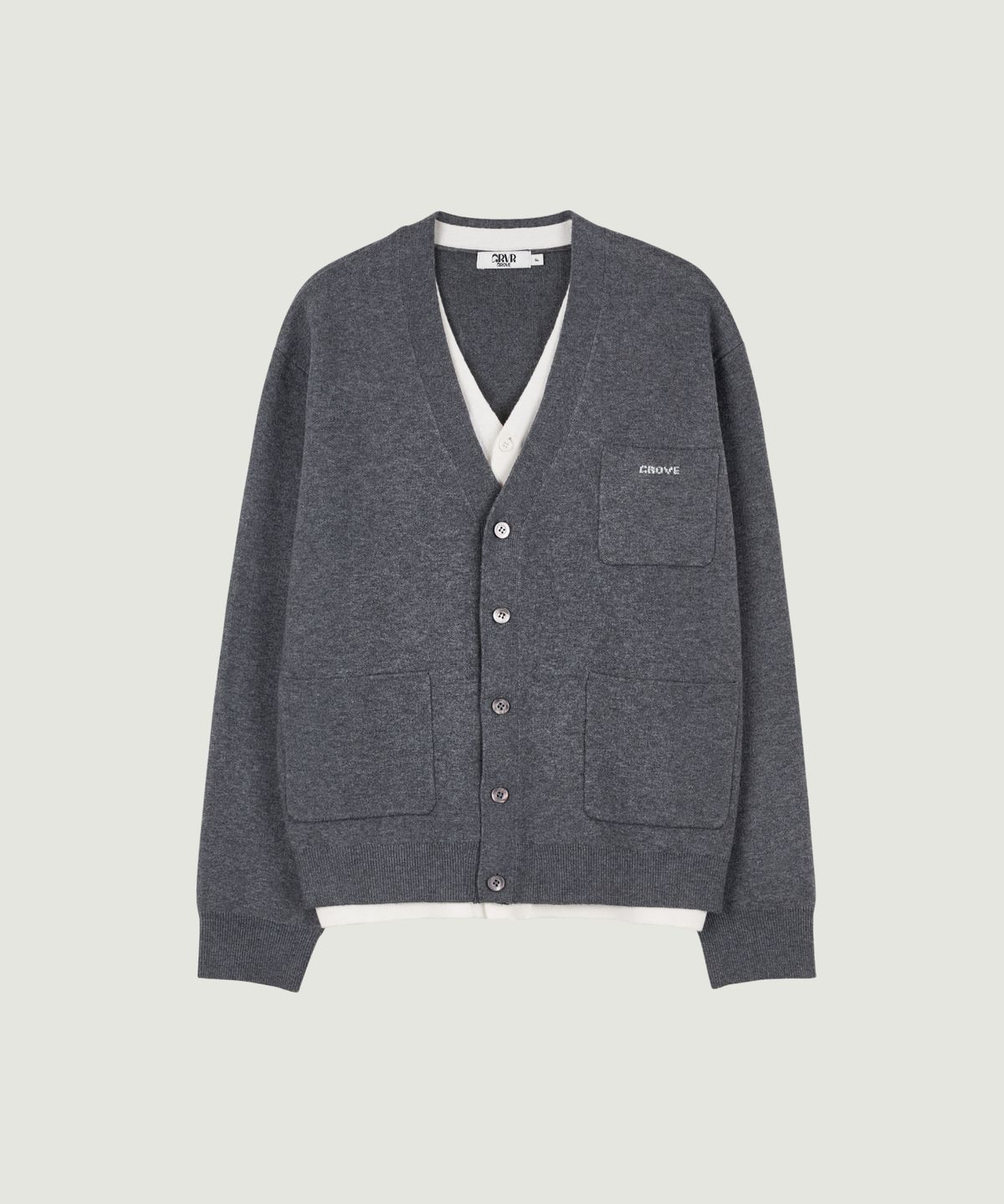 그로브(GROVE) 26FW ELI V-NECK DOUBLE CARDIGAN (CHARCOAL)