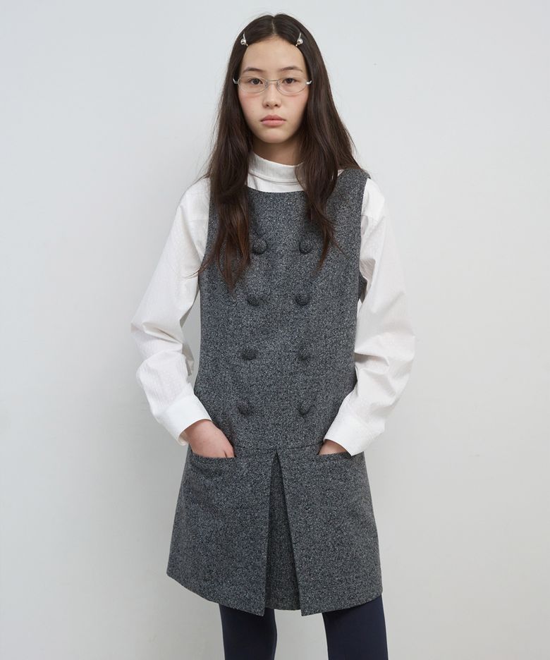 NAPOLEON PLEATS DRESS_CHARCOAL
