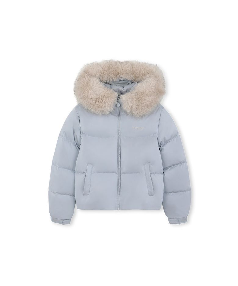 여아 샤일로 퍼 글로시 다운 숏패딩 (L/GREY)