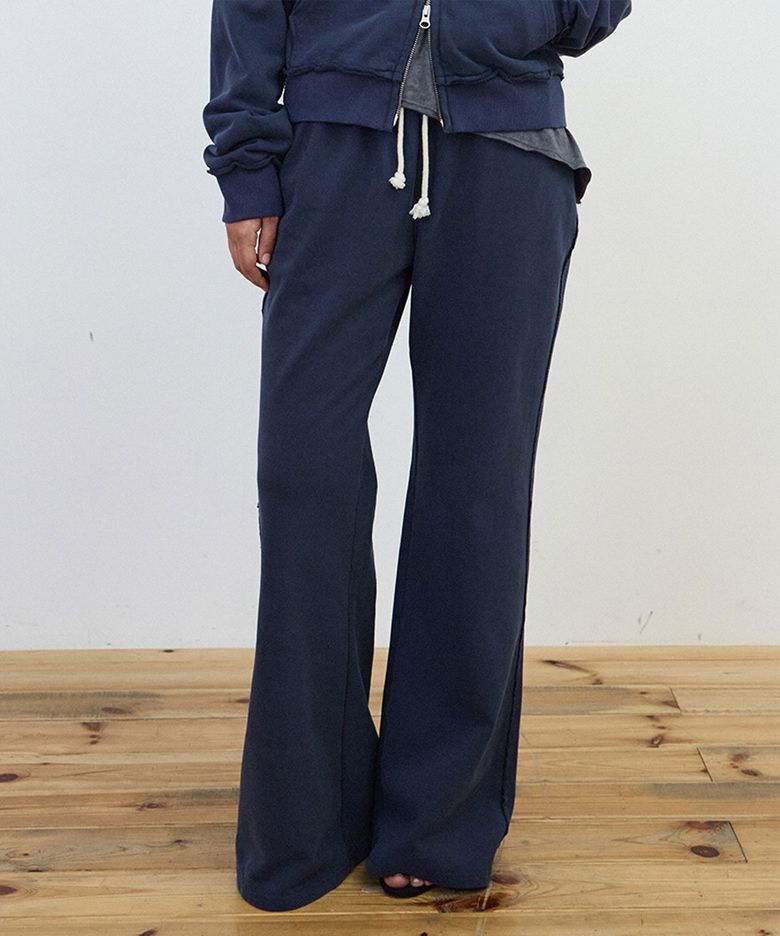 WASHED CUT OFF SWEAT PANTS [Navy]