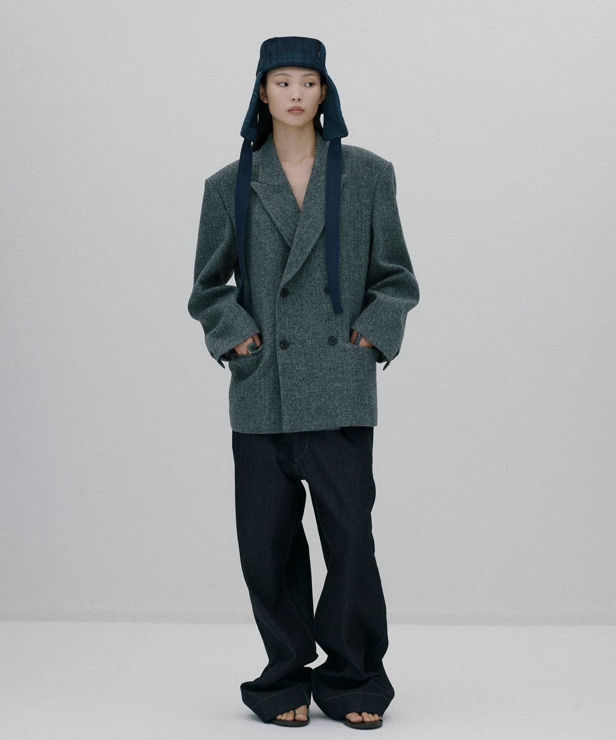 순진(SOONJEANS) 헤링본 더블 브레스티드 재킷 [GRAY]