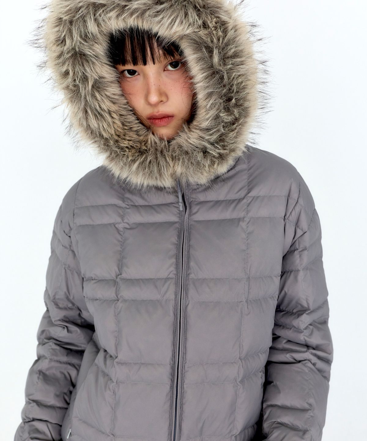 몽돌(MONGDOL) 덕 다운 퍼 후드 경량 패딩 그레이 MDJP024GRAY