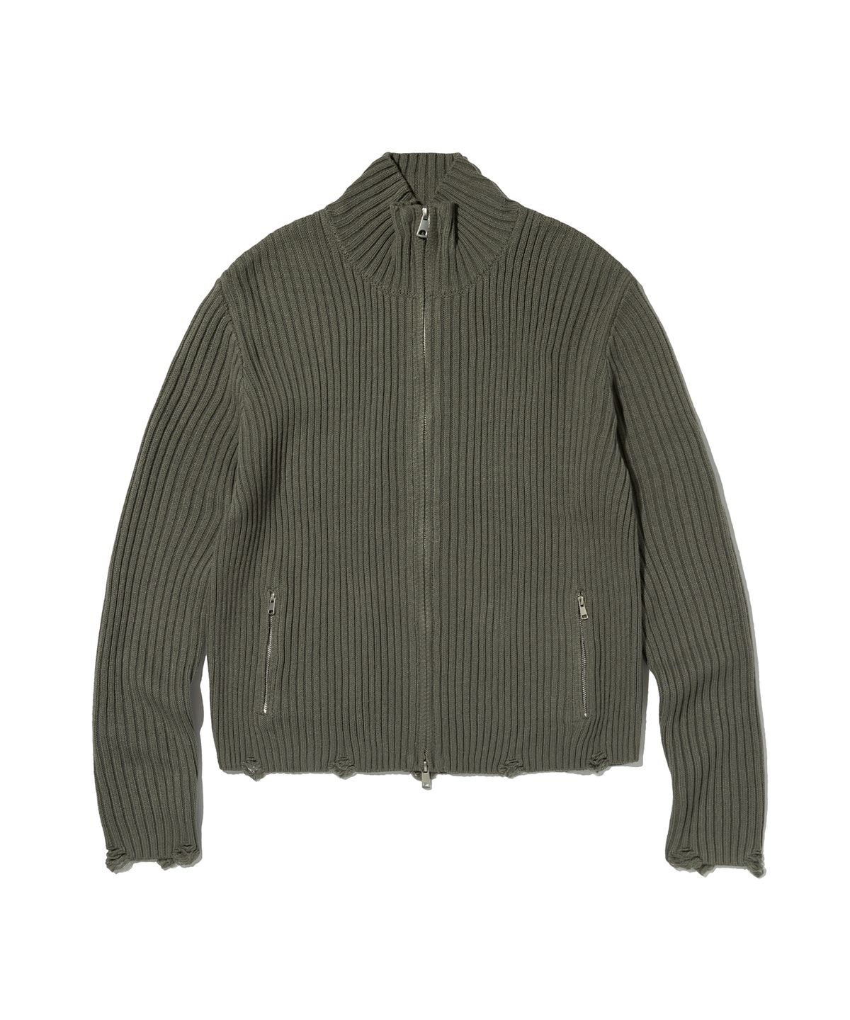 스웨이드(SUADE) DAMAGE KNIT ZIP UP [GRAY]
