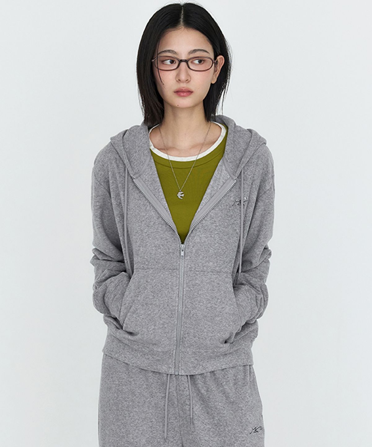 몽돌(MONGDOL) 소프트 에센셜 후드 집업 그레이 MDTS104GRAY