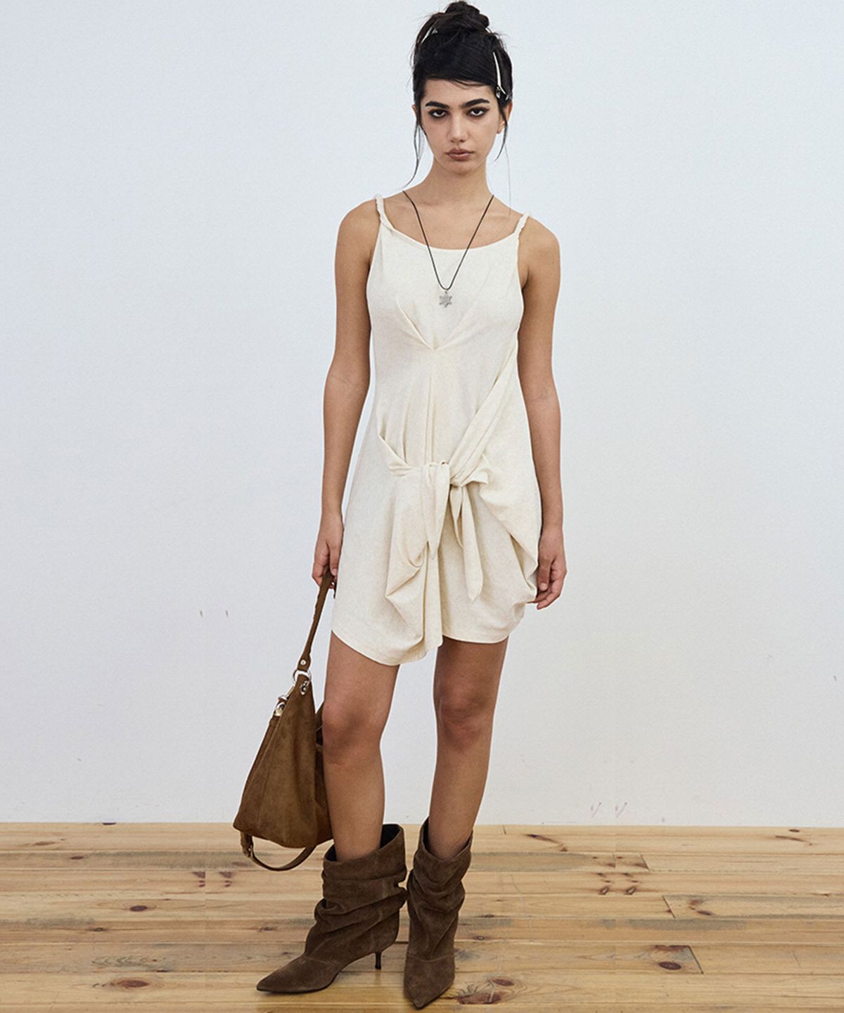 샌드뮤지엄(SAND MUSEUM) TIE LAYERED DRESS [Ivory]