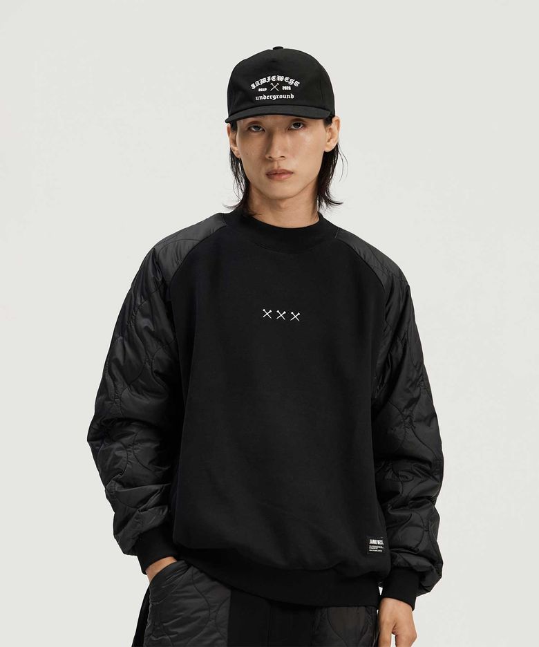 패디드 슬리브 모크넥 맨투맨 (블랙)