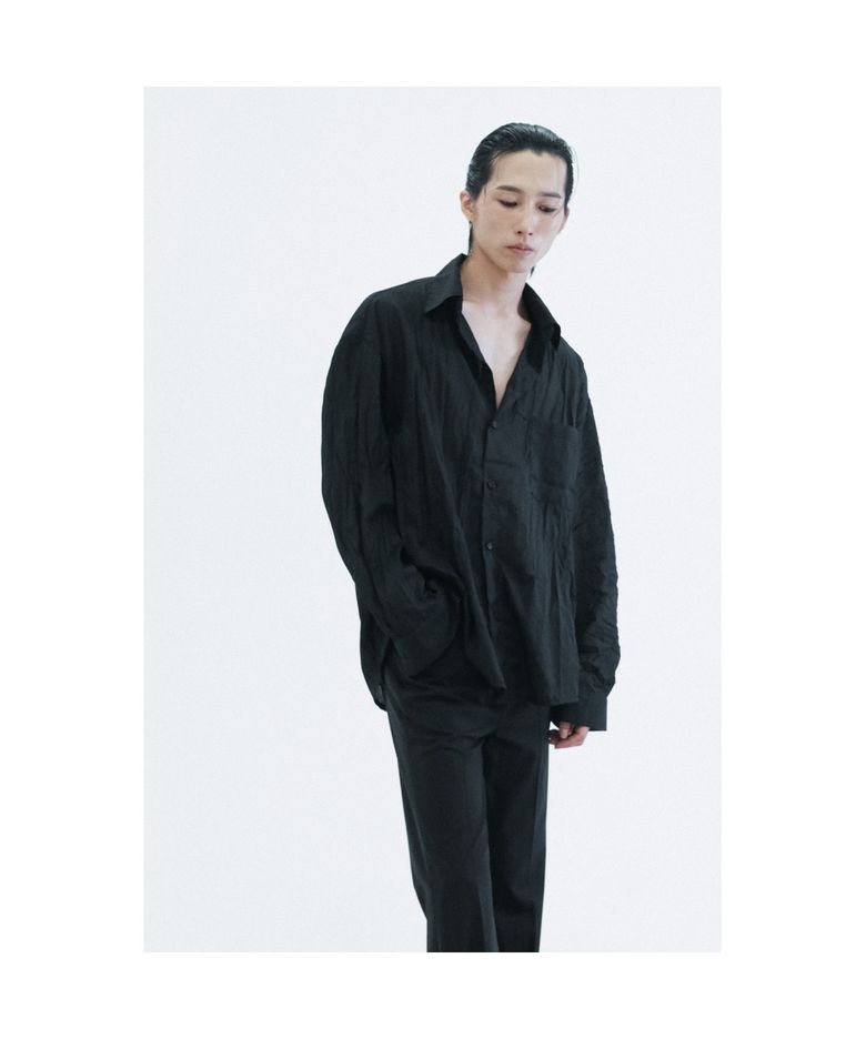 Black Oversized Wrinkle Shirt