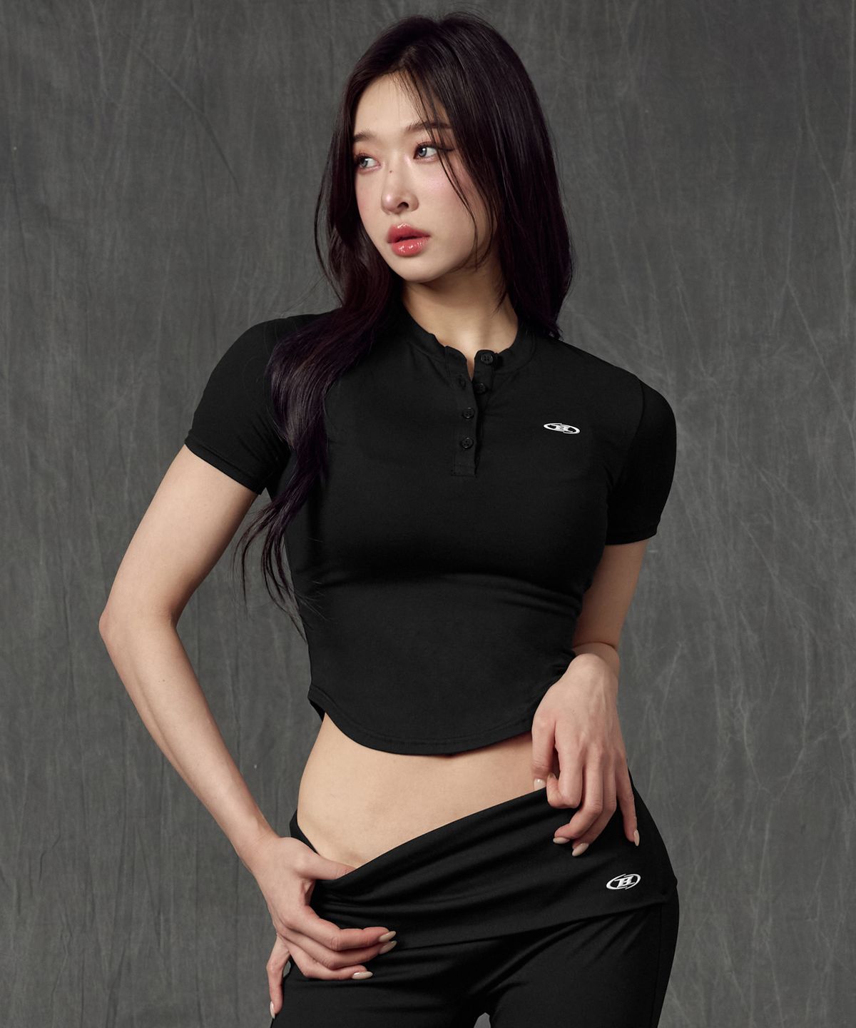 본투윈(BORN TO WIN) W B SOFT HENRY NECK T-SHIRTS [BLACK]