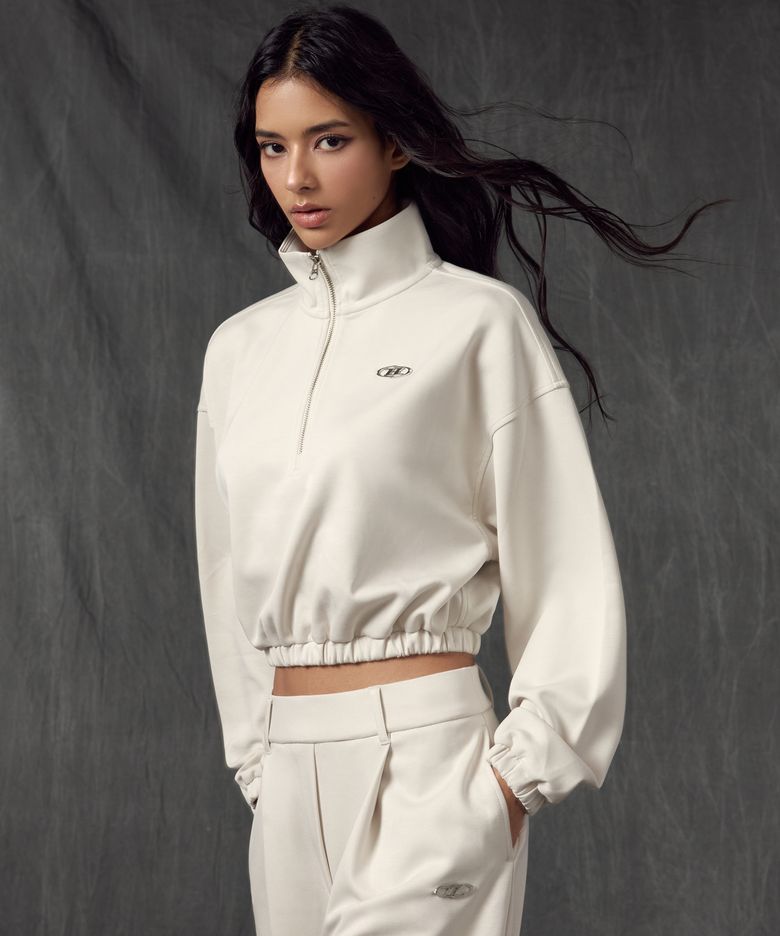 W B PENDANT HALF ZIP-UP PULLOVER [IVORY]