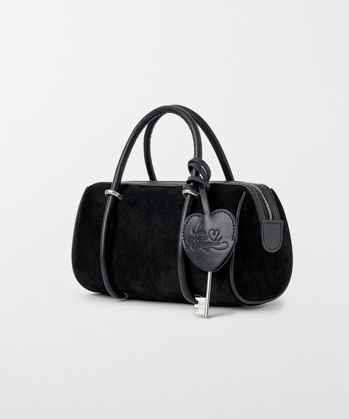 몽돌(MONGDOL) [백 참 SET] 리얼 소가죽 스웨이드 미니백 블랙 MDBG015BLACK