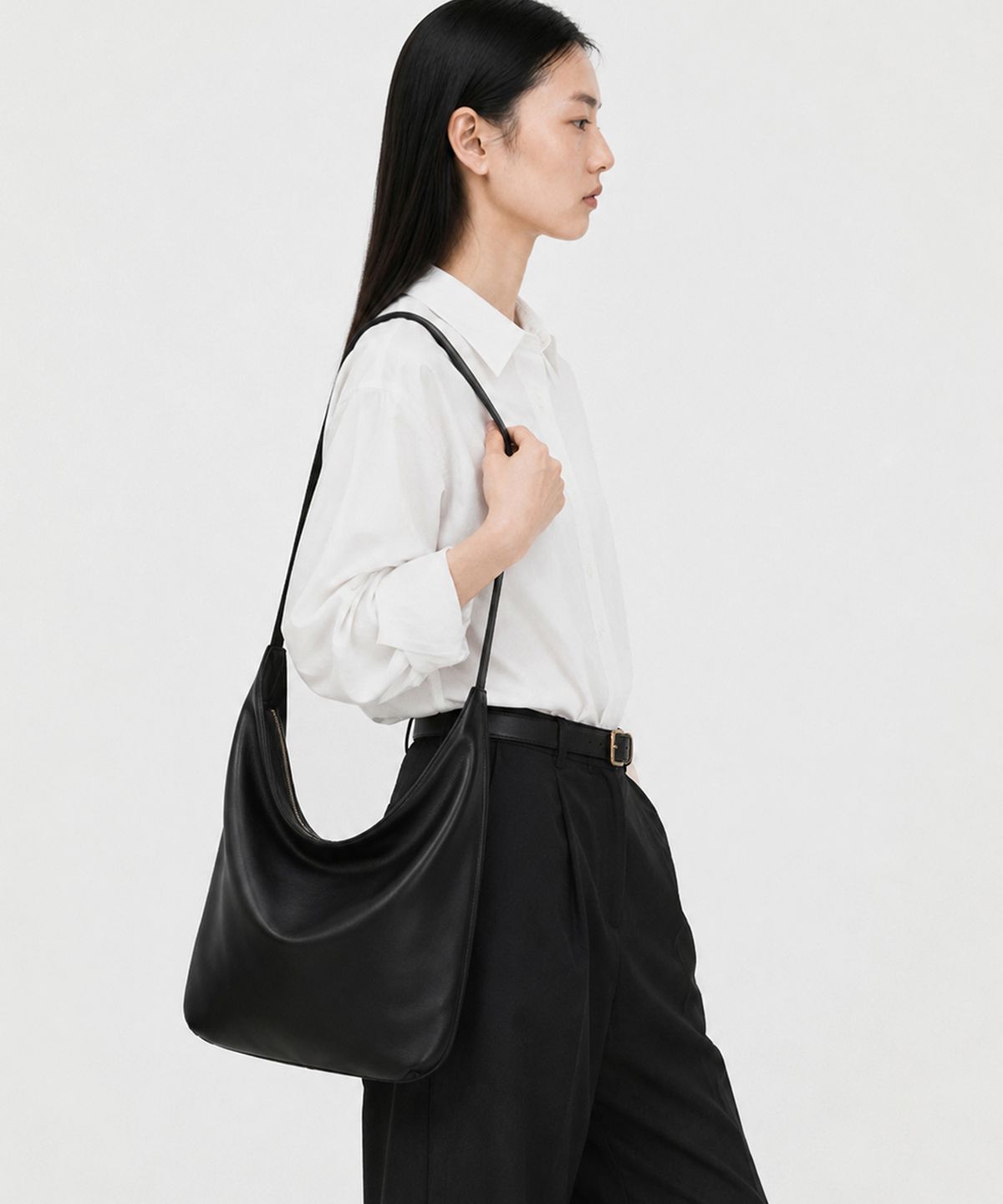 룩캐스트(LOOKAST) 롱 스트랩 호보 백_블랙 / LONG STRAP HOBO BAG_BLACK