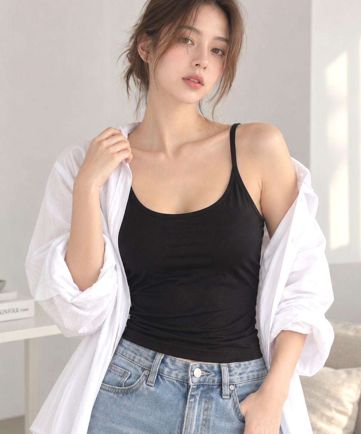 바스카라(VASCARA) [캡내장] Slim-Fit Racerback Back-Cross Tank Top (5colors)