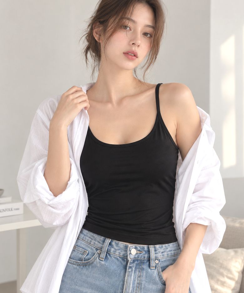 [캡내장] Slim-Fit Racerback Back-Cross Tank Top (5colors)