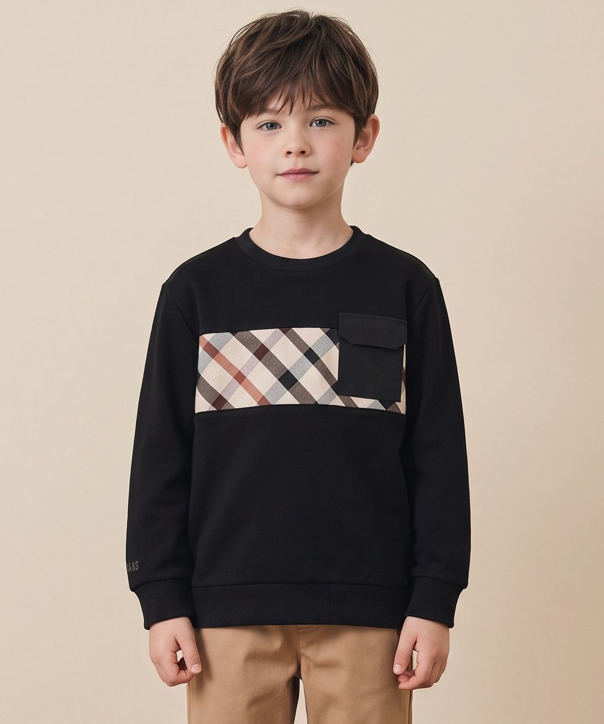 닥스키즈(DAKS KIDS) 하우스체크 보더 맨투맨 (블랙) DVTS6C603M_BK