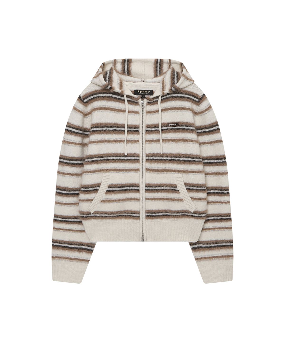 슈퍼드라이(SUPERDRY) 우먼스 라인드라이 니트 집업 아이보이 SDFKCFQ05IVR