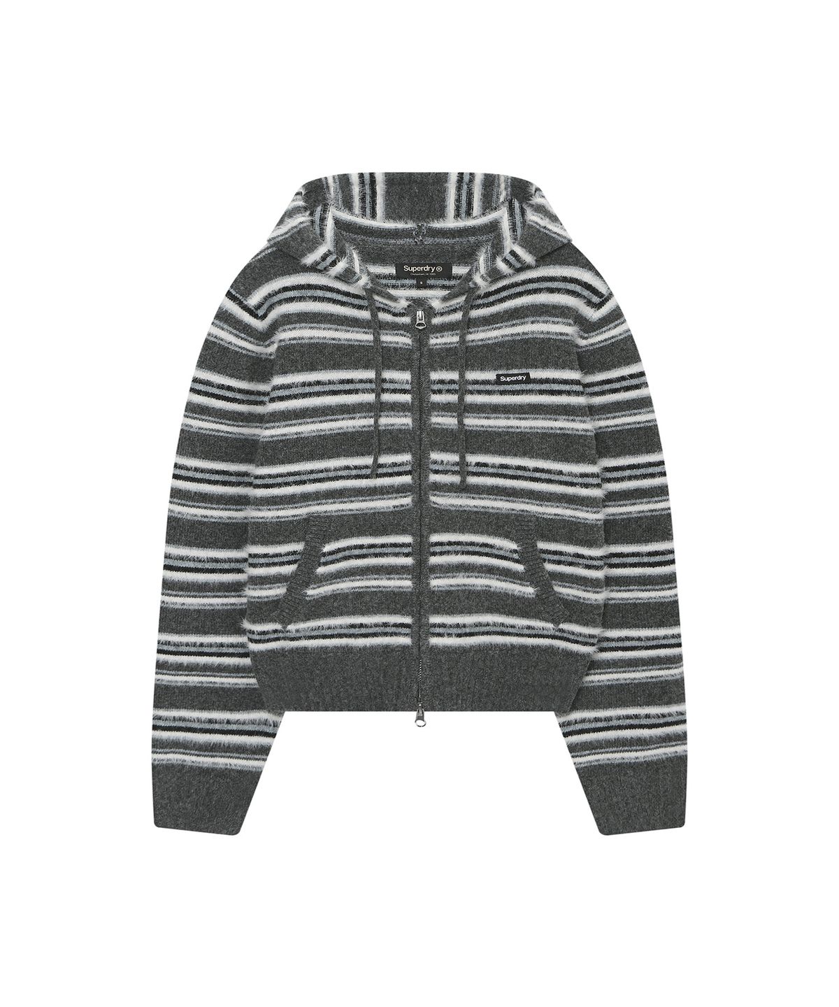 슈퍼드라이(SUPERDRY) 우먼스 라인드라이 니트 집업 다크 멜란지 그레이 SDFKCFQ05DMG