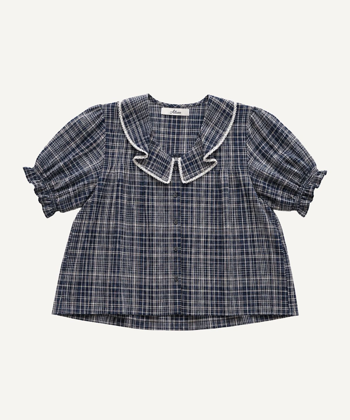 올유니(ALLUNEE) Lace Blouse_Pure_Soft Navy