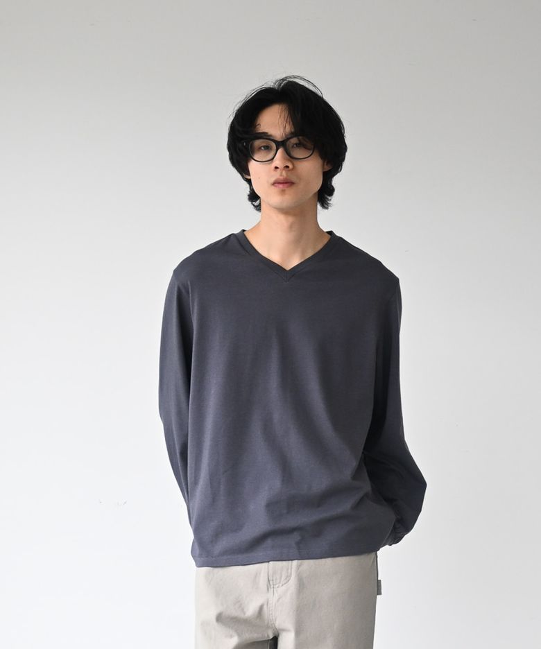 V-neck Long Sleeve Charcoal