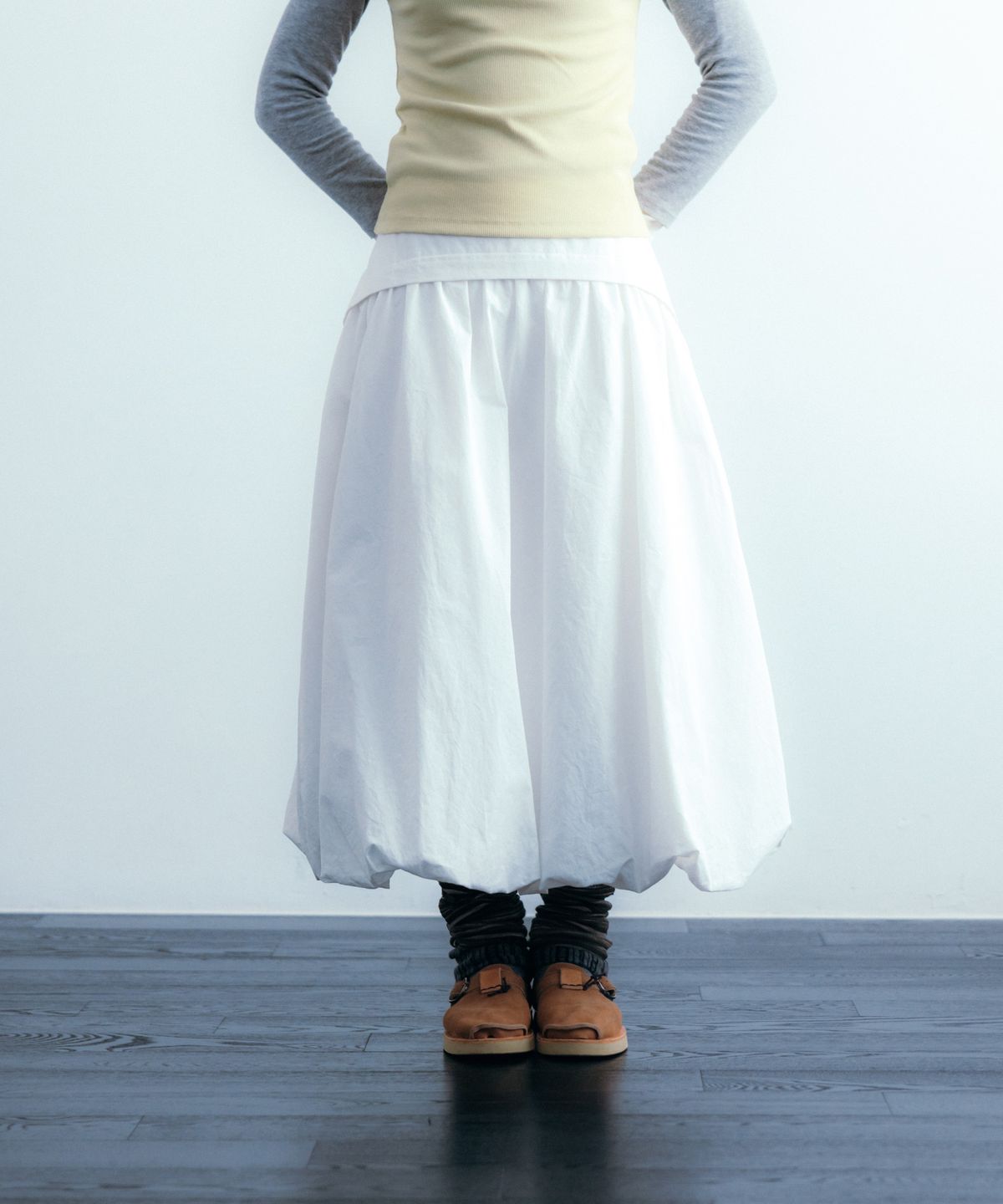 이요우아(IYOWUAH) Bloom Layered Skirt, White