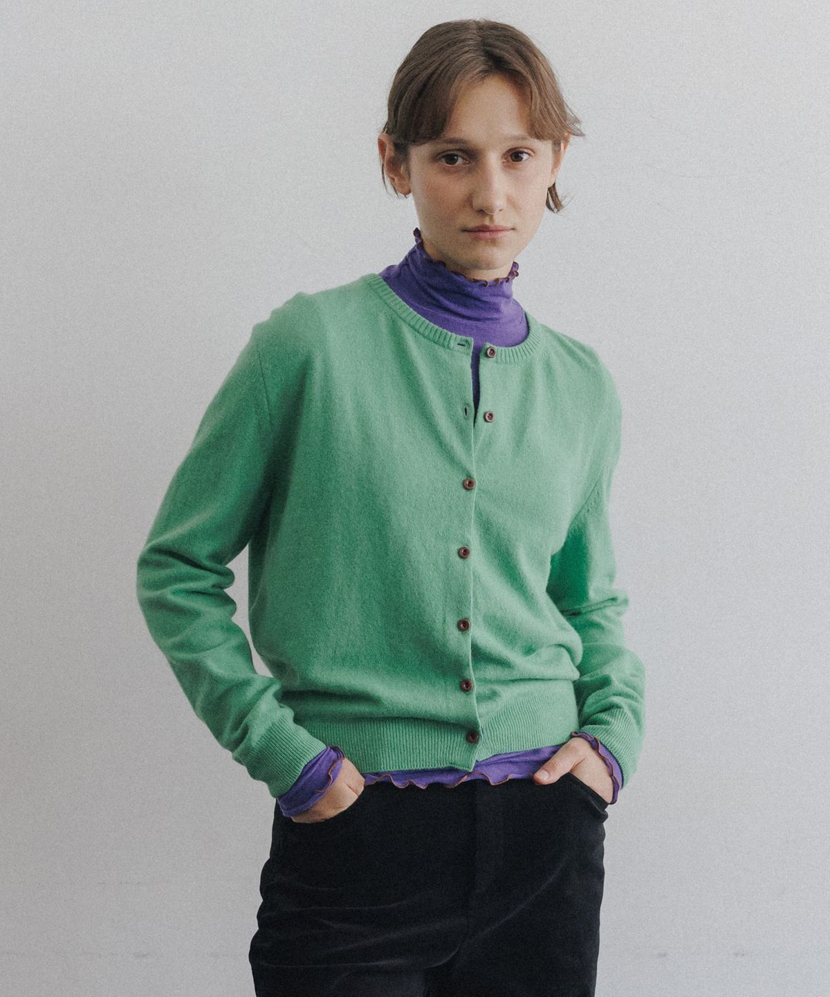 시엔느(SIENNE) Cambon Wool Cardigan (Winter Green)