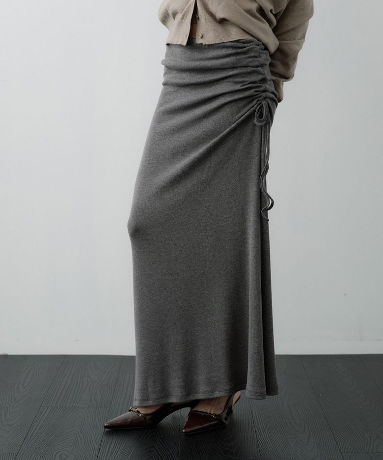 Side-Shirred Maxi Skirt (Charcoal)