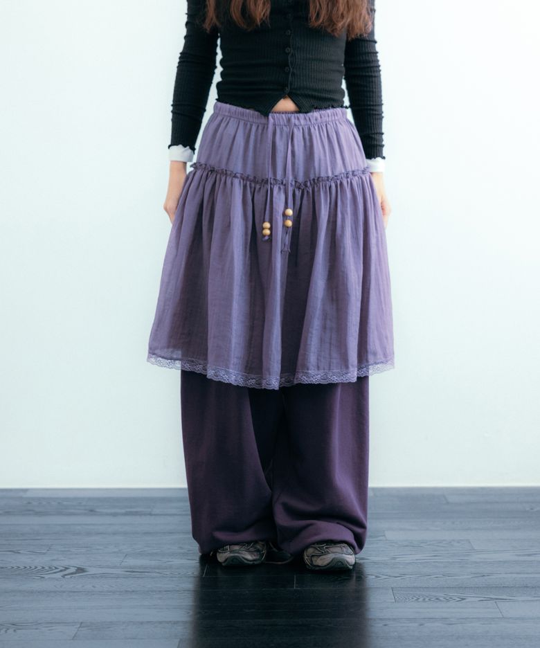 Ethnic Layered Skirt, Purple