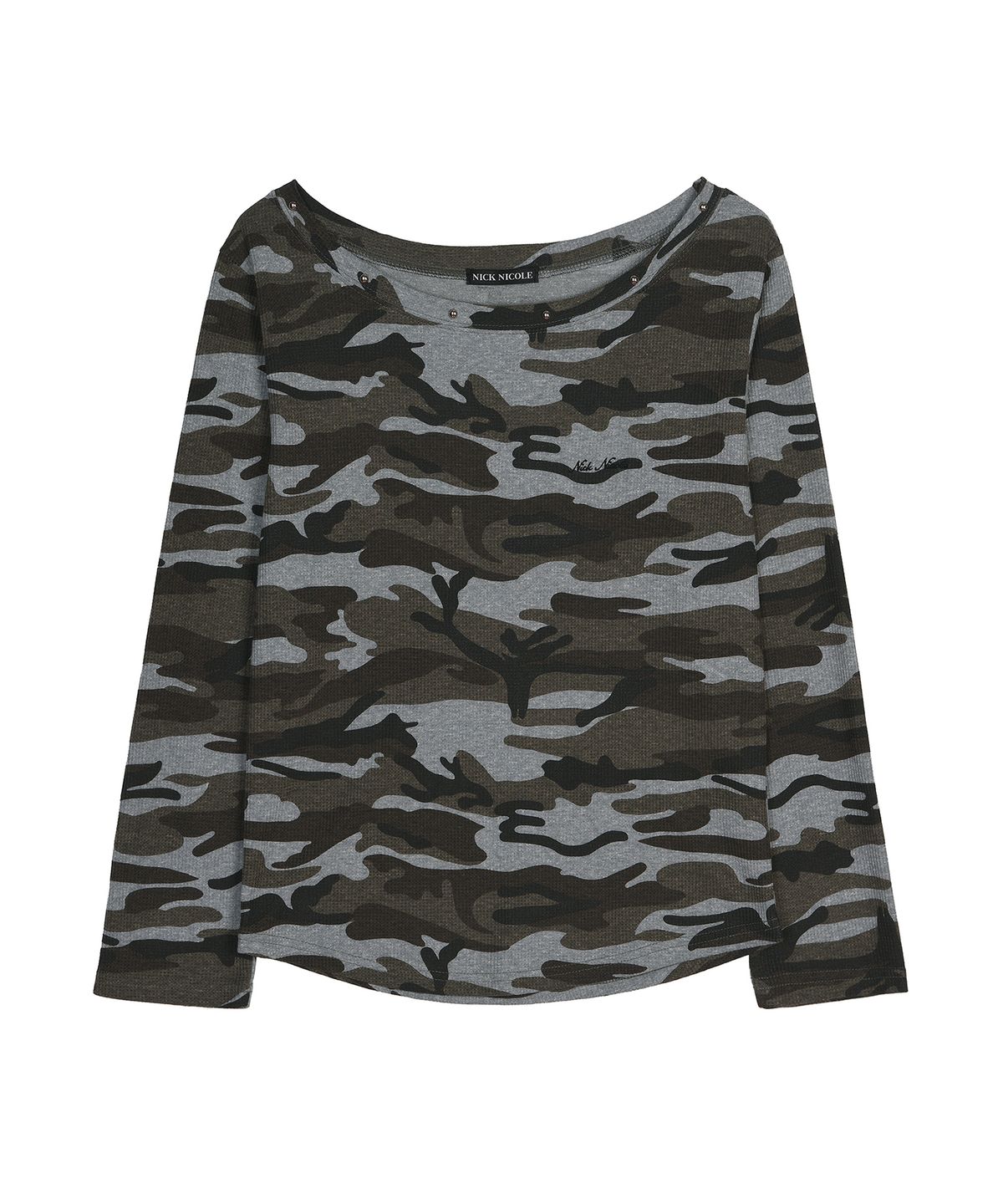 닉앤니콜(NICK&NICOLE) CAMO OFF SHOULDER TOP_GRAY